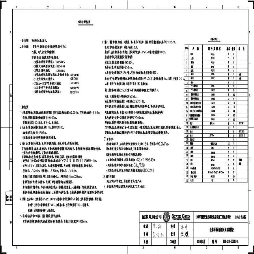110-A2-8-S0101-01 给排水设计说明及设备器材表.pdf-图一