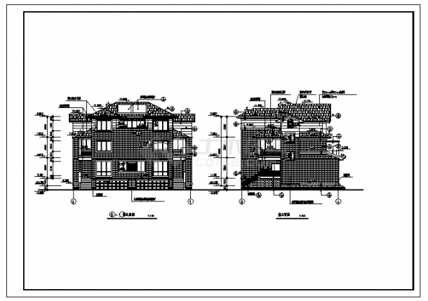 三层双联小区住宅建筑施工cad图，共八张-图一