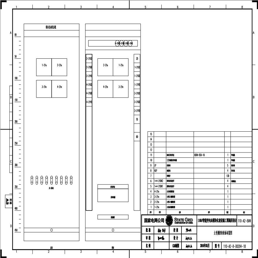110-A2-8-D0204-18 主变压器测控柜柜面布置图.pdf-图一