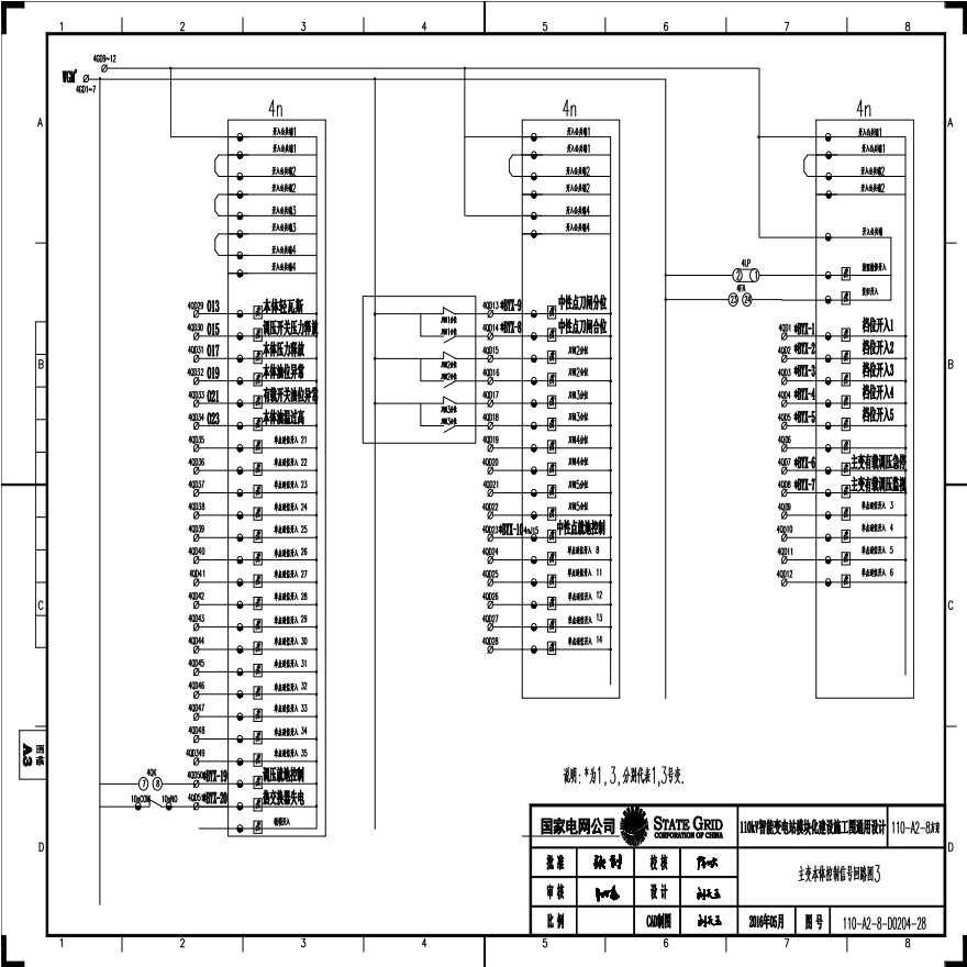 110-A2-8-D0204-28 主变压器本体控制信号回路图3.pdf-图一