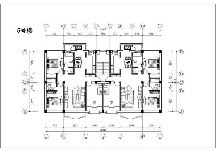长沙市升升美寓小区住宅楼标准层平面设计CAD设计图（共13张）_图1
