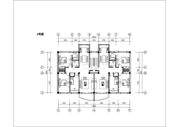 长沙市升升美寓小区住宅楼标准层平面设计CAD设计图（共13张）-图二