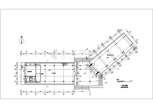 上海普陀区某新建小区2层钢框架结构售楼处平立剖面设计CAD图纸-图二