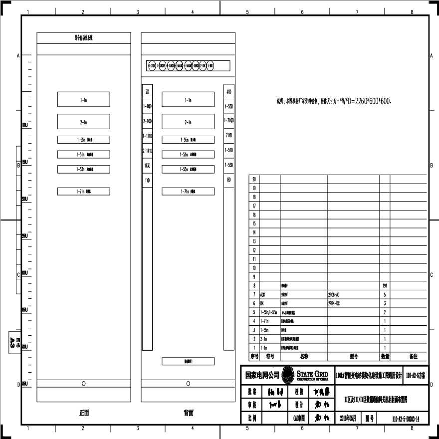 110-A2-5-D0203-14 II区及Ⅲ／Ⅳ区数据通信网关机柜柜面布置图.pdf-图一