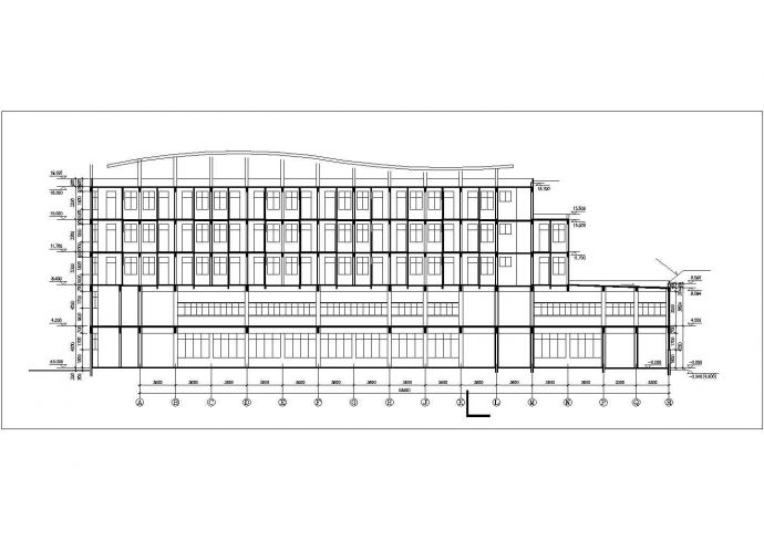 泉州市某实验中学5层框架结构宿舍楼平立剖面设计CAD图纸_图1