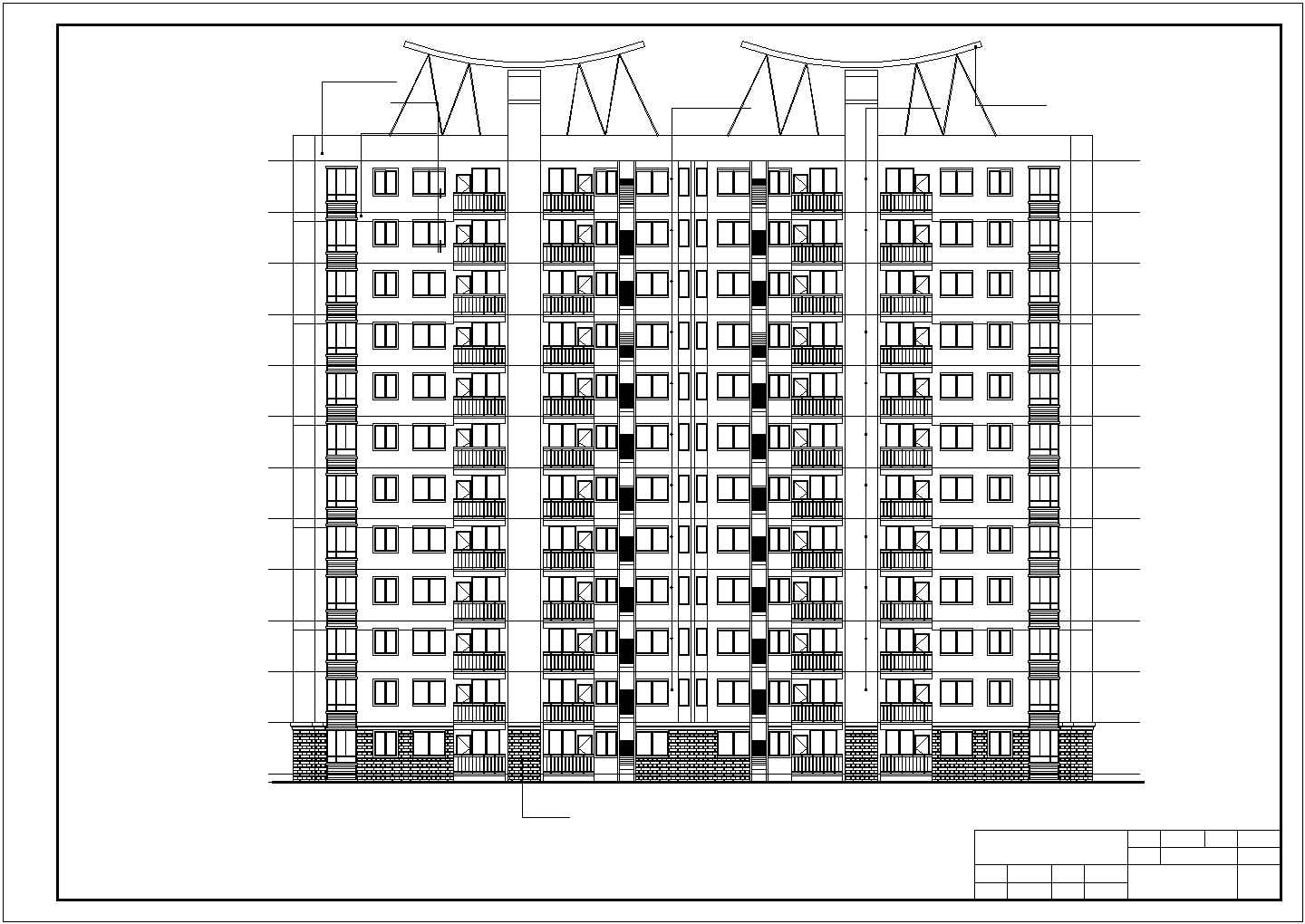 5600平米左右11+1层框剪结构板式住宅楼全套建筑设计CAD图纸