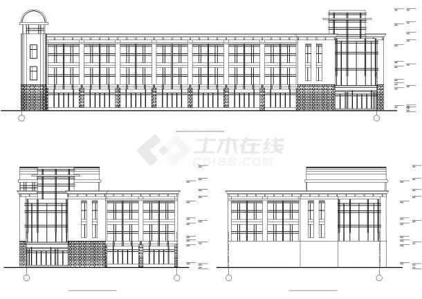 宁波市某工厂2700平米三层框架结构职工食堂建筑+结构设计CAD图纸-图二