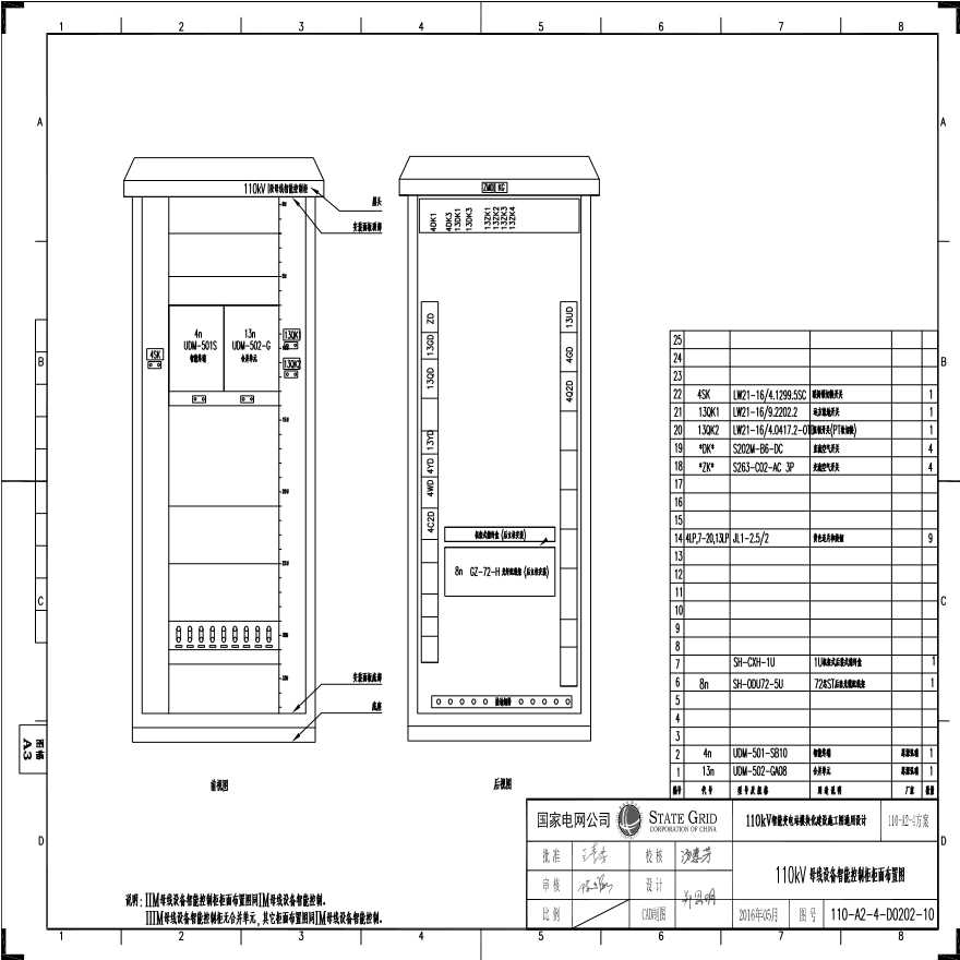 110-A2-4-D0202-10 110kV母线设备智能控制柜柜面布置图.pdf-图一