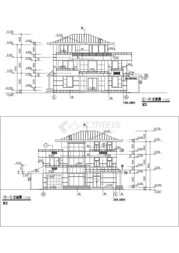 某现代花园小区特色样板别墅建筑详细方案设计施工CAD图纸-图二