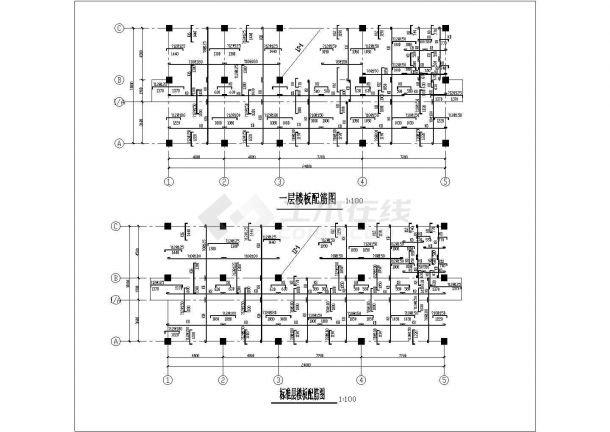 上海某大学工厂五层框架结构办公楼全套结构设计CAD图纸-图一
