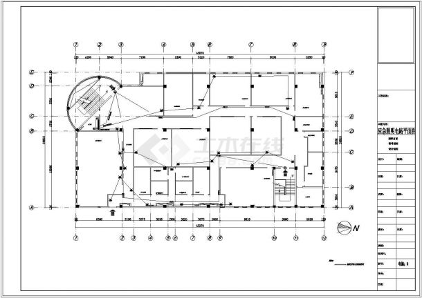 郑州某100㎡多层框架结构学校教学楼水电设计cad施工图-图二