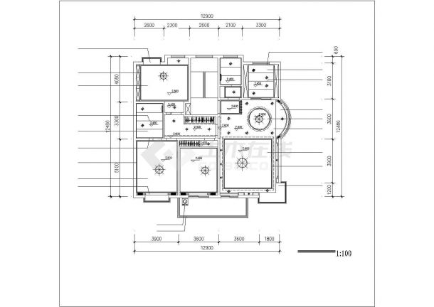商品房装修CAD设计平面布置图-图一