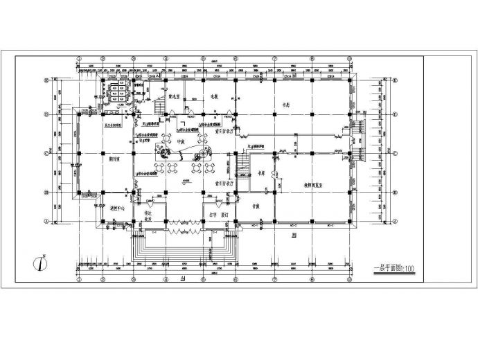 某学校图书馆建筑图CAD_图1