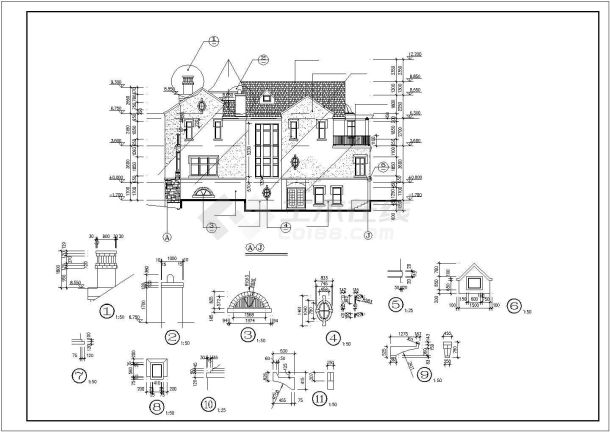 某度假山庄别墅区独体别墅建筑全套设计方案施工CAD图纸-图一