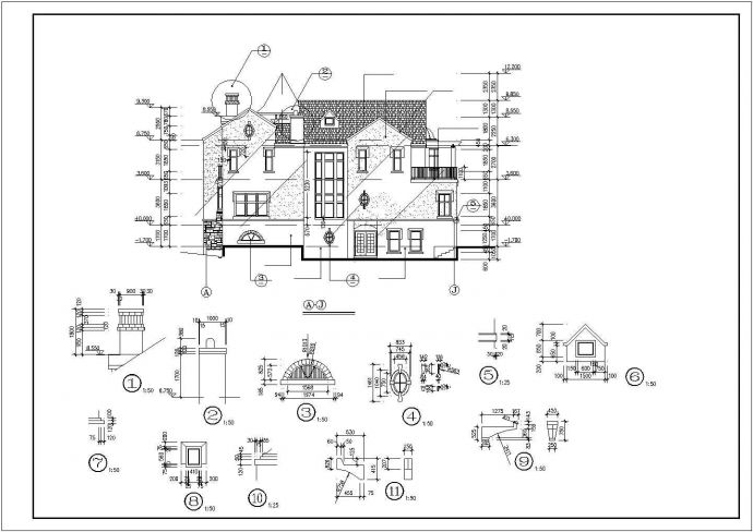 某度假山庄别墅区独体别墅建筑全套设计方案施工CAD图纸_图1
