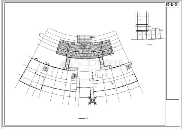 半岛会所建筑设计cad施工图纸-图一