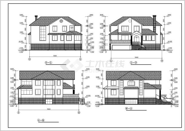 某度假村别墅区商用出租别墅建筑设计方案施工CAD图纸-图二