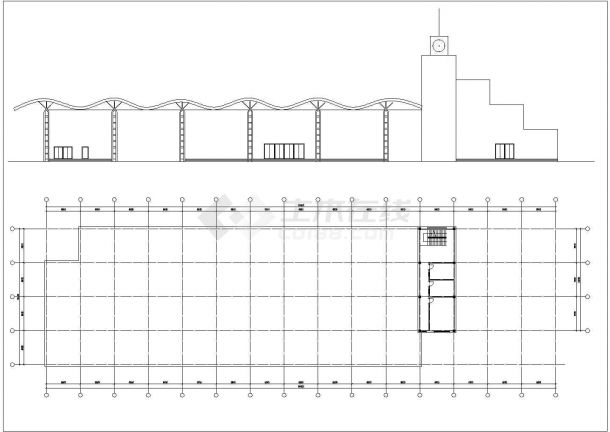 长99米 宽26.4米 2层局部四层车站建筑设计【各层平面 1立面】-图一