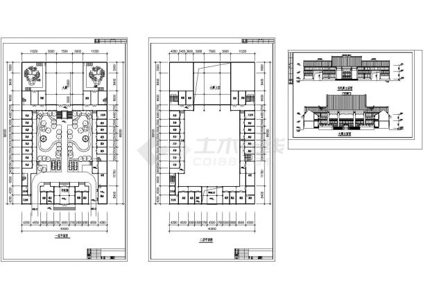 长66.6米 宽40米 二层韦陀殿建筑设计（无屋顶平面图）-图一