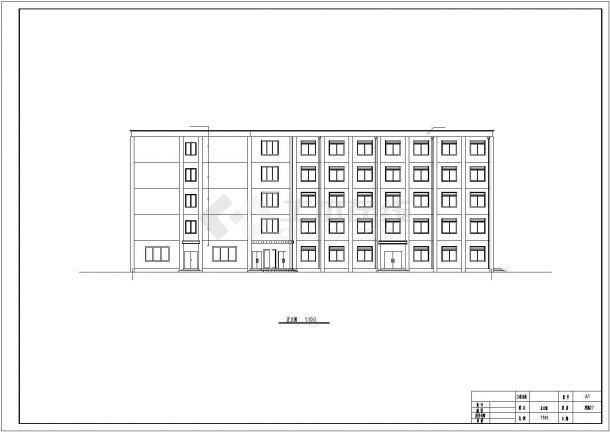 6500平米五层框架结构商务宾馆平立剖面设计CAD图纸-图一