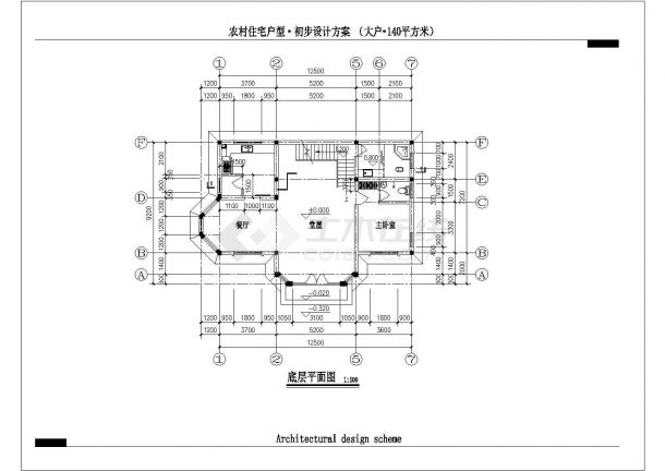单家独院式三层别墅cad建筑设计施工图-图二