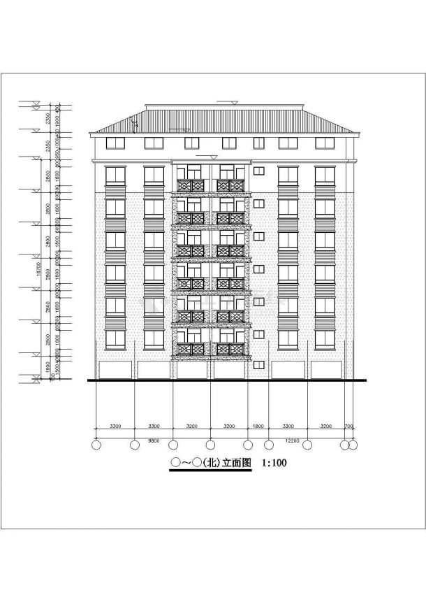 2000平米左右7层框架结构住宅楼建筑设计CAD图纸（含架空层）-图一