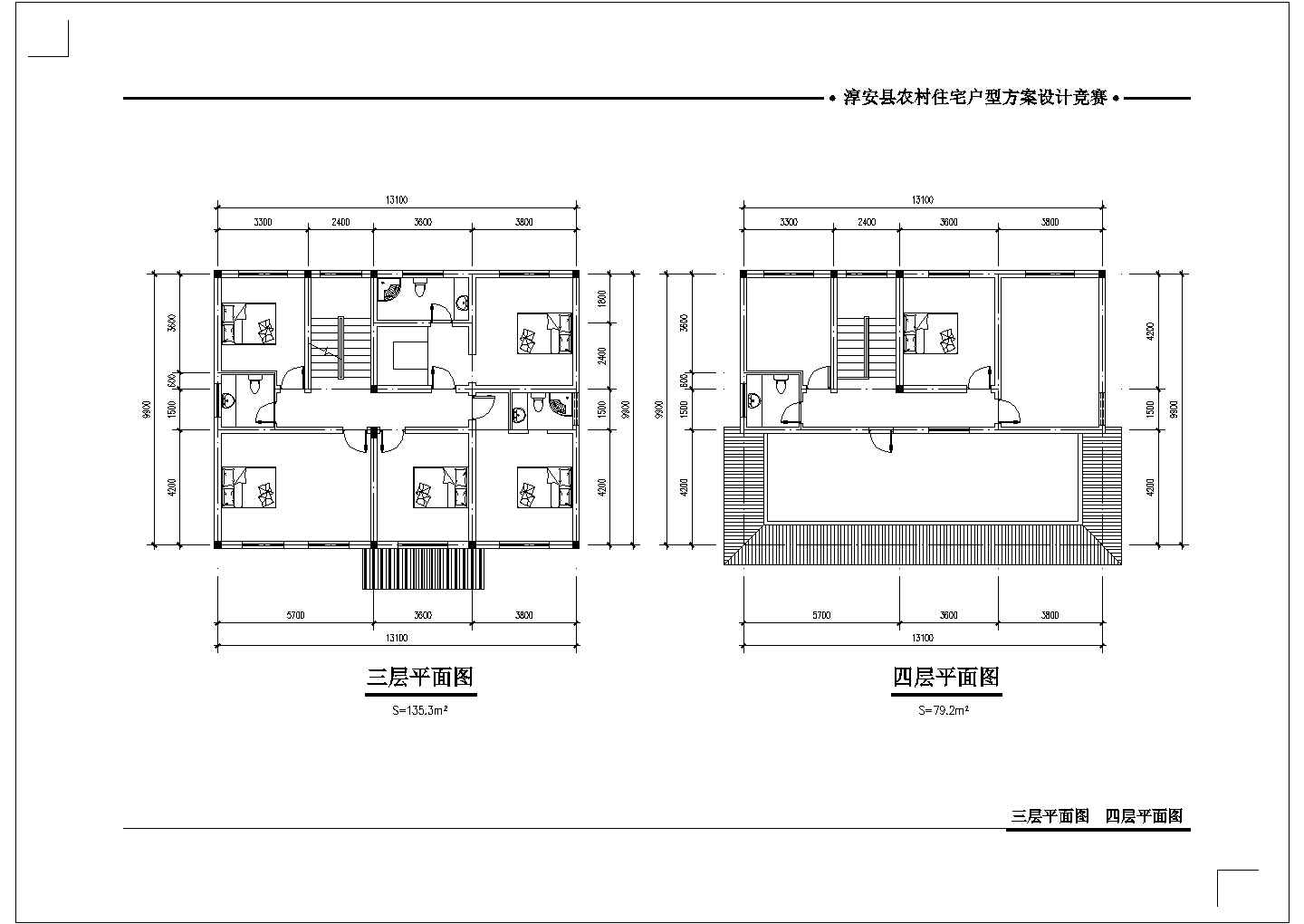 四层别墅建筑设计cad施工图及效果图