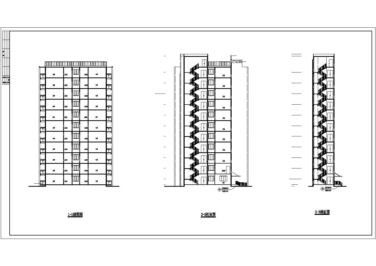 某小区占地720平米11层剪力墙结构公寓住宅楼建筑设计CAD图纸
