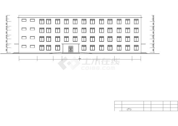 莆田市某学校3300平米4层框架结构办公楼平立剖面设计CAD图纸-图一