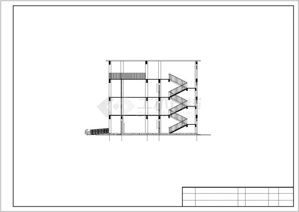 南阳市第七中学3300平米4层框架结构办公楼平立剖面设计CAD图纸-图二