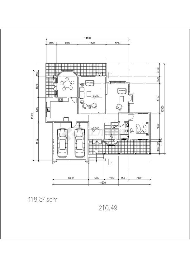 2层独栋别墅cad建筑设计施工图（含效果图）-图二