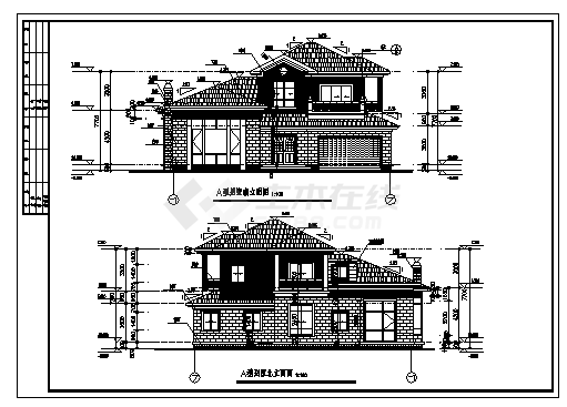 二层A型独立农村别墅建筑施工cad图，共十七张-图二