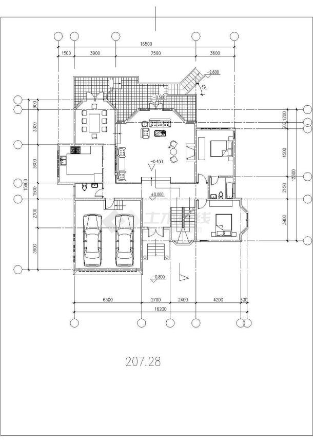带地下室两层独栋别墅建筑设计施工图-图二