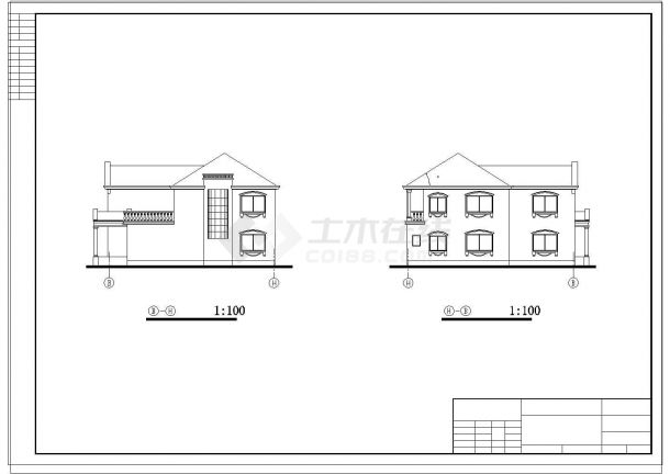 2层独栋别墅建筑设计施工cad图（含效果图）-图一