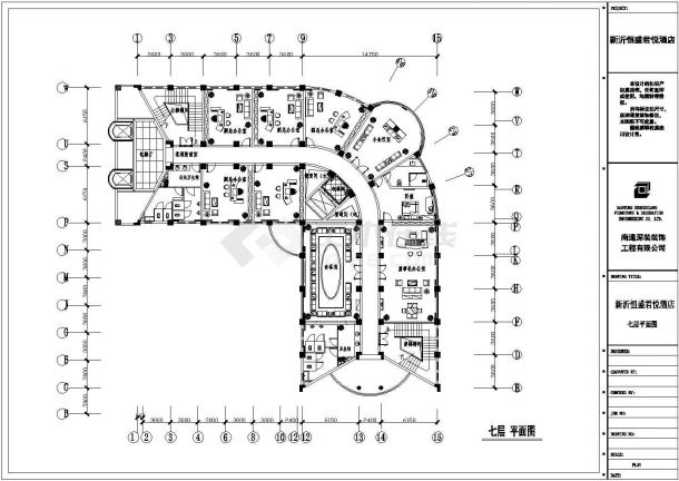 某酒店七层基础CAD平面布置参考图-图二