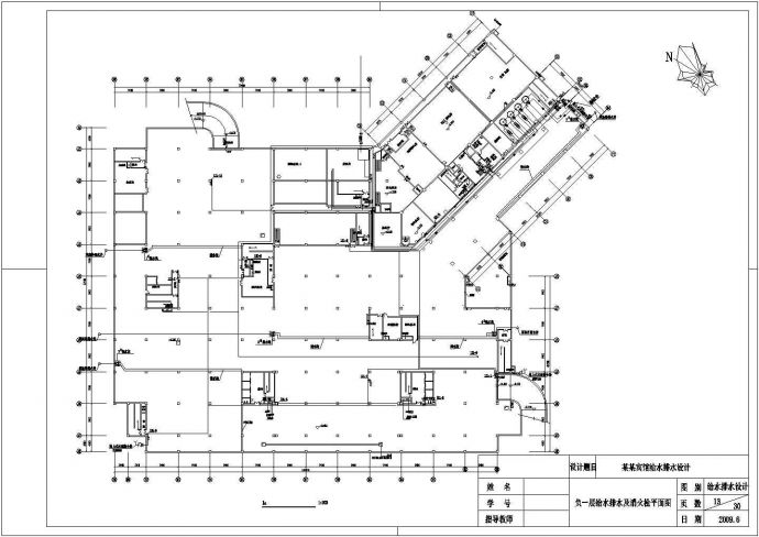 带地下室宾馆给排水全套图CAD图纸_图1