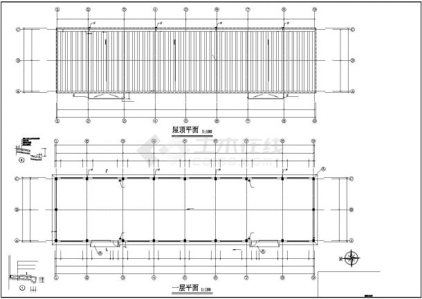 单层高7.75米科技工业园公司仓库建筑方案设计图【平立剖 总平（无尺寸标注）】-图二