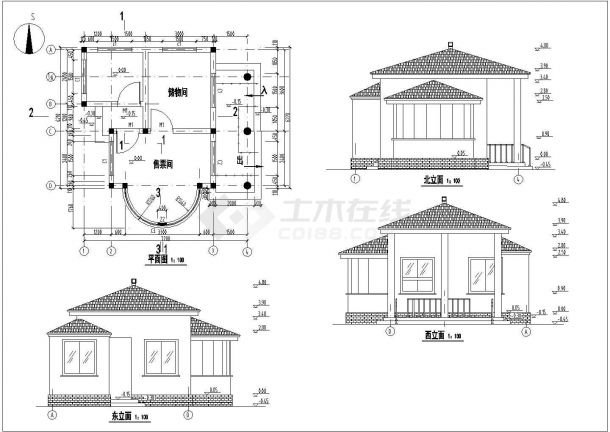 售票亭建筑施工图纸（长7.2米 宽6.22米）-图二