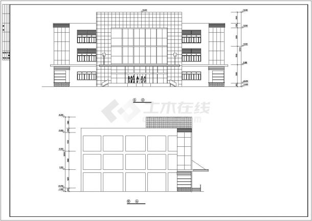 长46米 宽30米 3层物流仓库配送中心建筑设计图【平立剖 楼梯平面】-图二