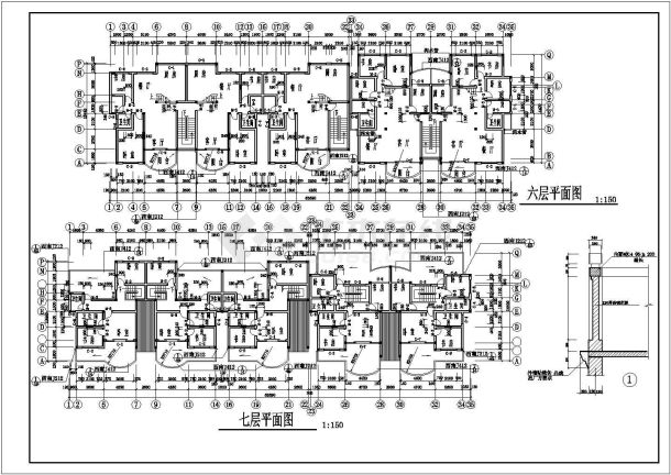 【苏州】某地七层经典住宅全套建筑施工设计cad图纸(含厨房 卫生间 值班室平面大样图)-图二