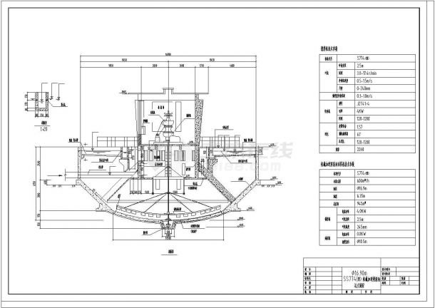 某SS774型机械加速澄清池设计cad总装配施工图纸（含详细技术参数）-图二