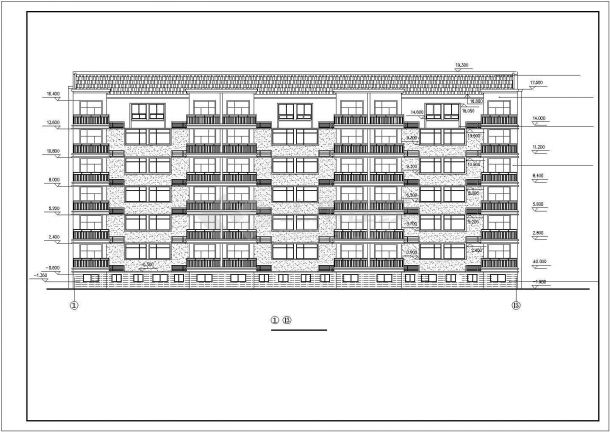 深圳某小区6层砖混结构经典民居住宅楼建筑设计CAD设计图（含架空层）-图一