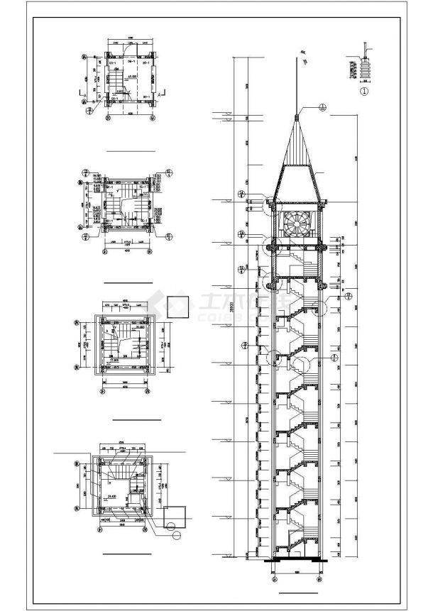 长4.2米 宽4.2米 八层观景塔设计图-图二