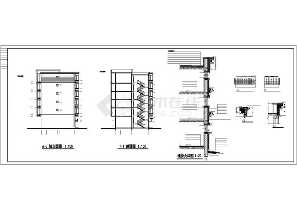 长沙雅居乐花园小区6层砖混住宅楼建筑设计CAD设计图（含屋面排水图）-图二