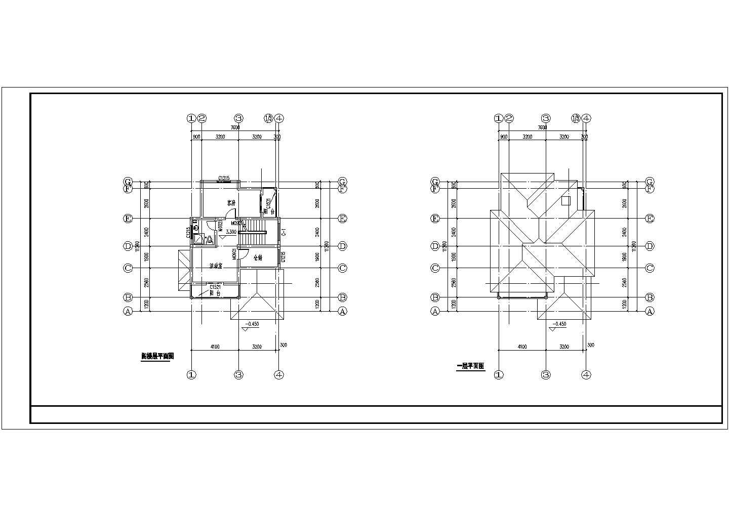 农村新型别墅建筑CAD设计图纸