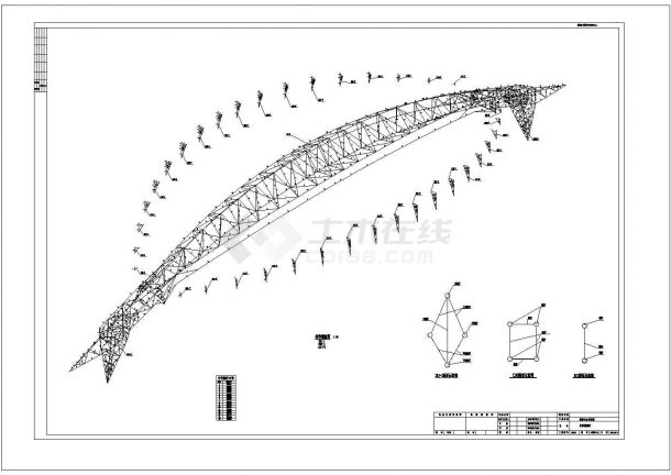 辽宁省某钢管桁架结构体育馆（全运会场馆）设计cad全套钢结构施工图（含设计说明）-图二