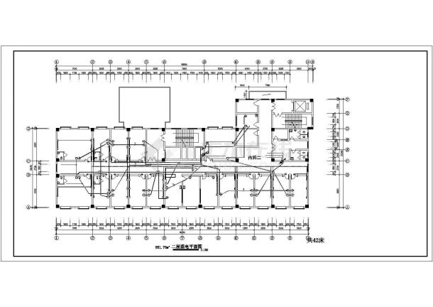 长50.14米宽21.24米-1+7层县中医院住院楼弱电施工图-图二