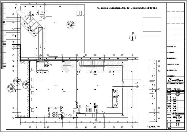 某新建楼盘1900平米2层框混结构售楼中心建筑设计CAD图纸-图一