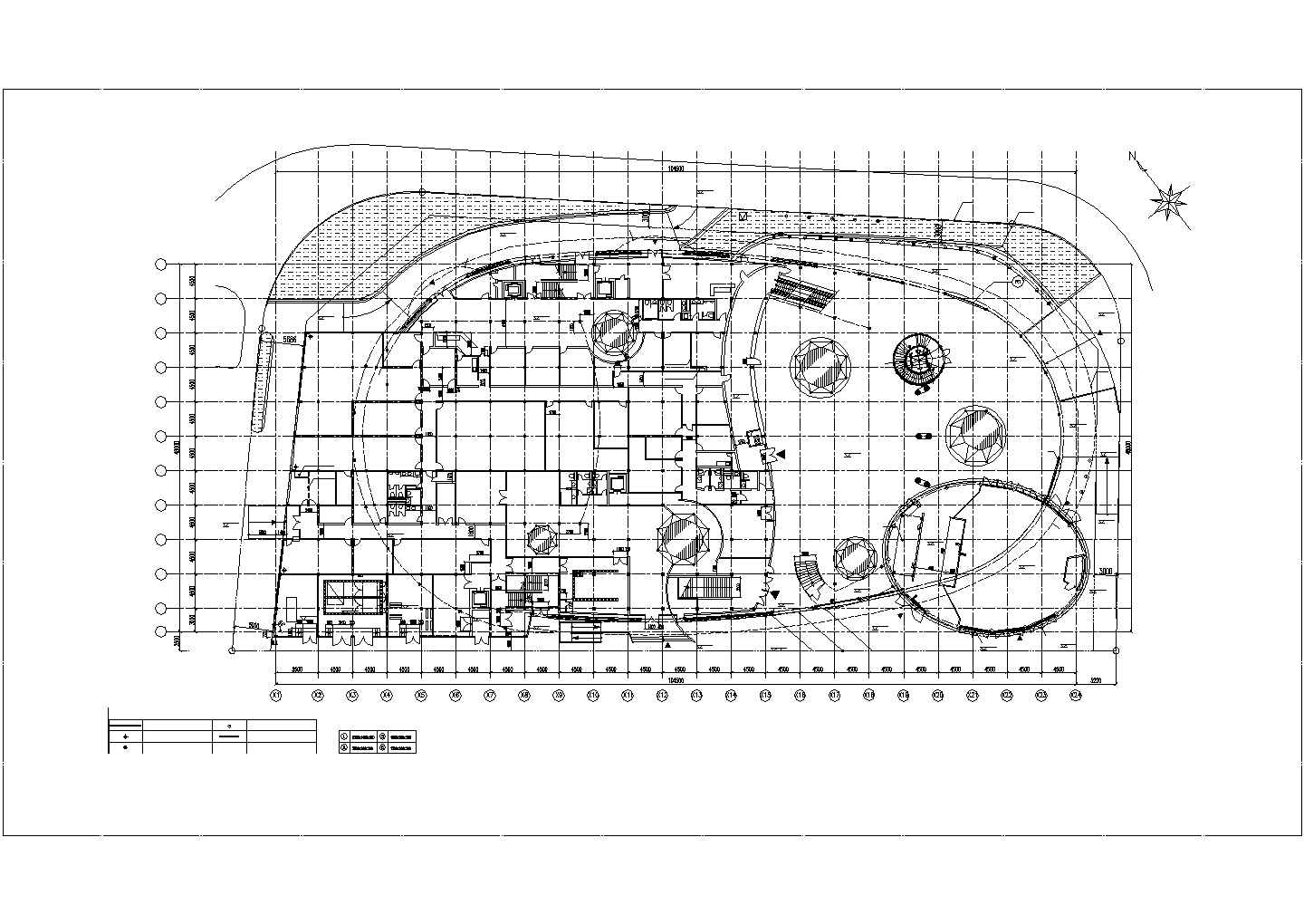 2010年上海世博馆6400平米3层框架结构日本馆平立剖面设计CAD图纸