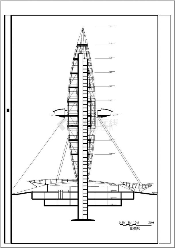 长64米 宽35米 观光塔设计图（无尺寸标注）-图一